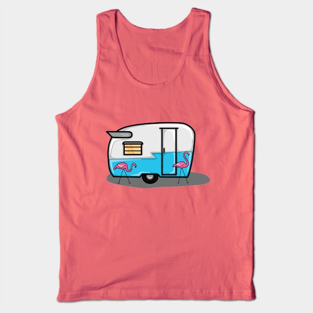 Retro blue flamingo campers Tank Top by hoddynoddy